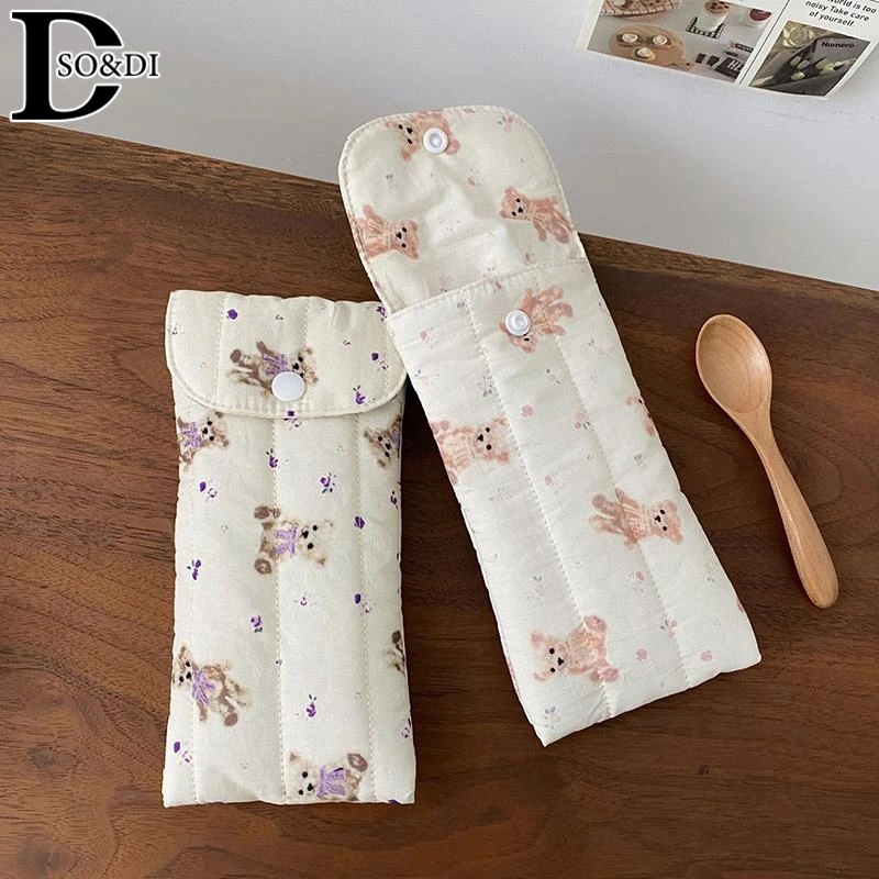 Cartoon Bear Pencil Bag Portable Soft Glasses Storage Container Case Cotton-filled Compression-resistant Sunglasses Pouch