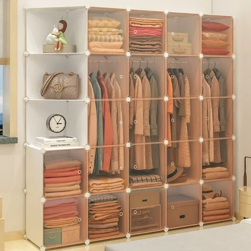 Cosmetics Clothes Nordic Wardrobes Bedroom Partitions Hanger Display Storage Wardrobes Cabinet Plastic Vestidores Home Furniture
