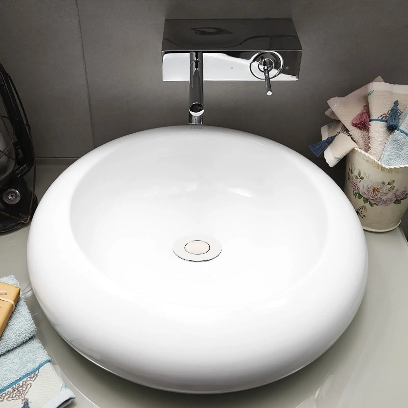 

Copper Core Drain Stopper Sink Bathtub Bathroom Kitchen Wash Basin Press-Type Drainer Replacement Alloy Plug Durable