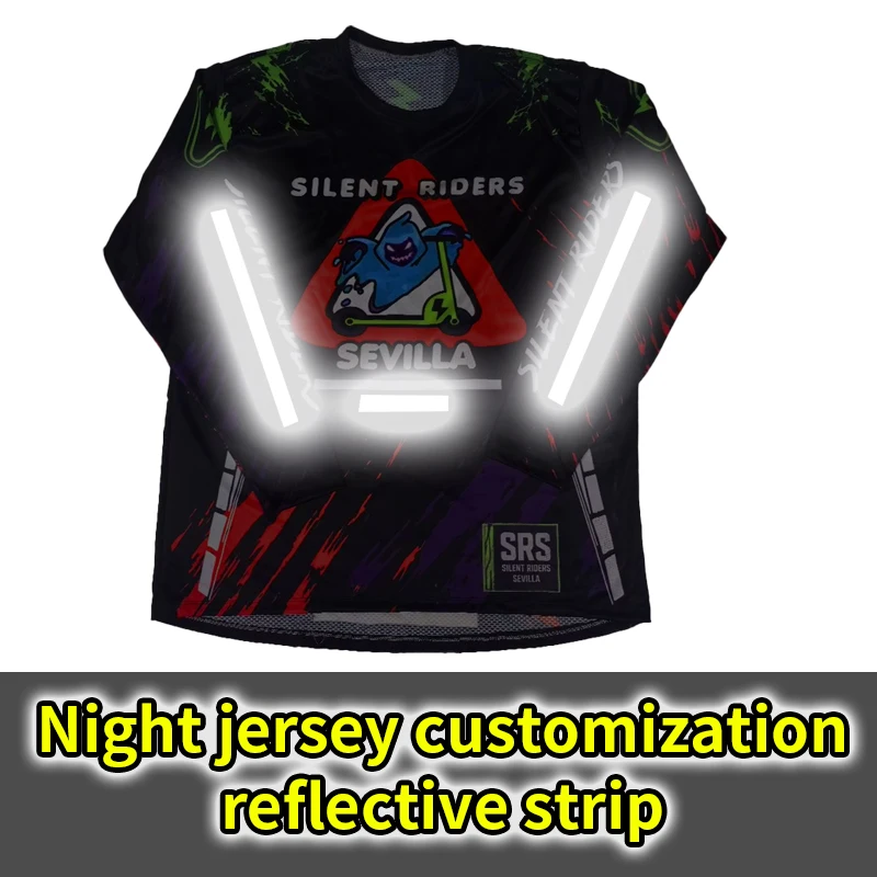 Night jersey customization reflective strip fluorescence motocross  Cycling Runaway jersey Name and Number man woman children