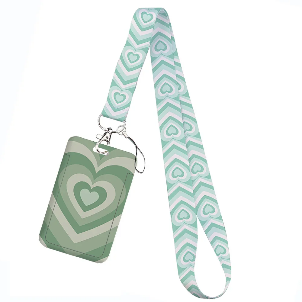 Love Marble Pattern Keychain Holder with Lanyard