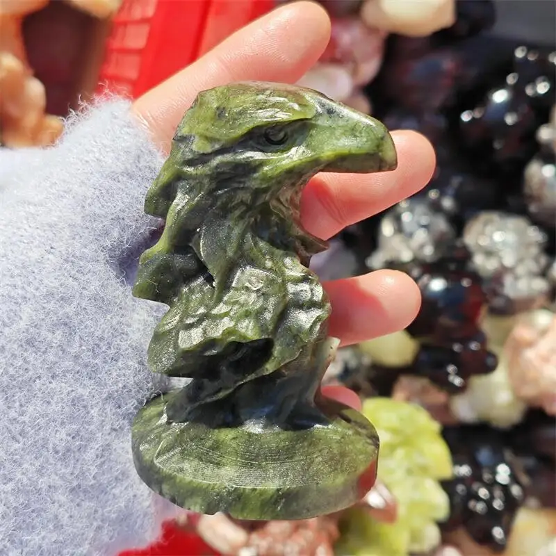 Natural Pink Opal Ophiolite Eagle Carving Crystal Love Healing Fengshui Gemstones Home Decoration Holiday Gift 1PCS