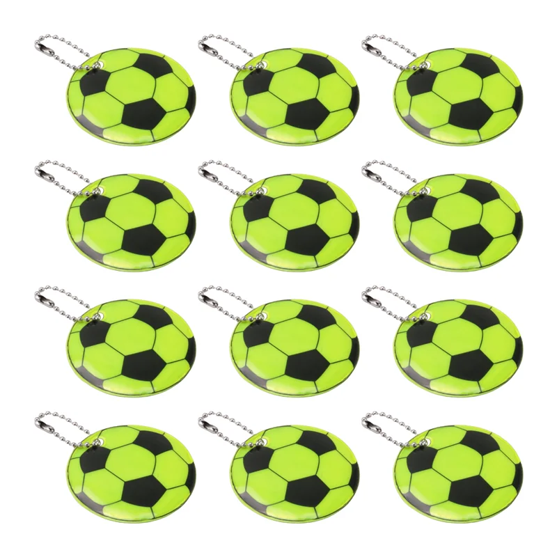 

12PCS Reflector Pendant Soccer Keychain,Safety Football Reflector ,Reflective Keyring For Cycling Walking Running-ABQU