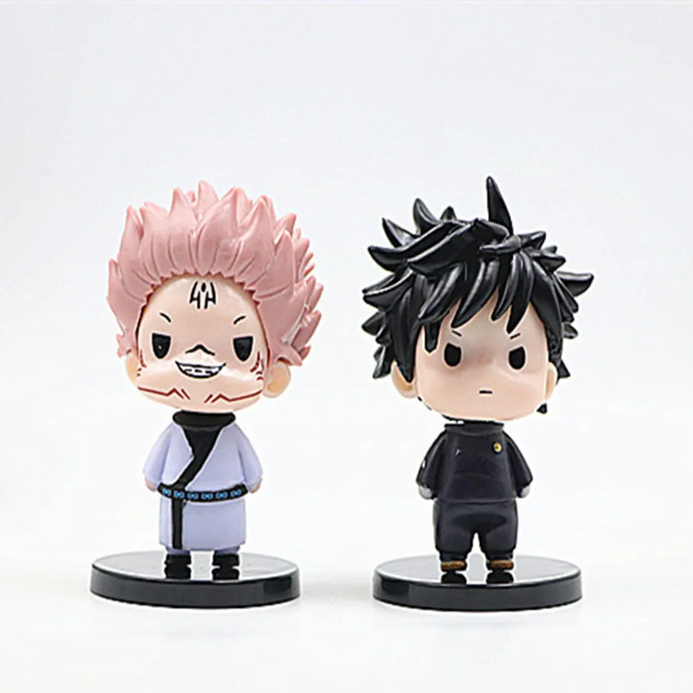 8pcs/set Jujutsu Kaisen Anime Figure Itadori Yuji Ryomen Sukuna Satoru Gojo GK Model Car Decorations Desktop Ornament Gift Toys