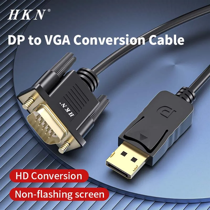 HKN DP to VGA Cable 1080P HD Display Port to VGA Monitor Cable 1.8M DP Male to VGA Male for Nvidia AMD Lenovo HP Dell PC l