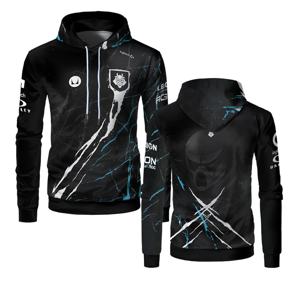 Esports Team Uniform Hoodie for Men, Pulôver extragrande, Moda esportiva, Moletom para meninos, CSGO Dota2, Jogos, Contest Jersey, Novo, 2022, G2