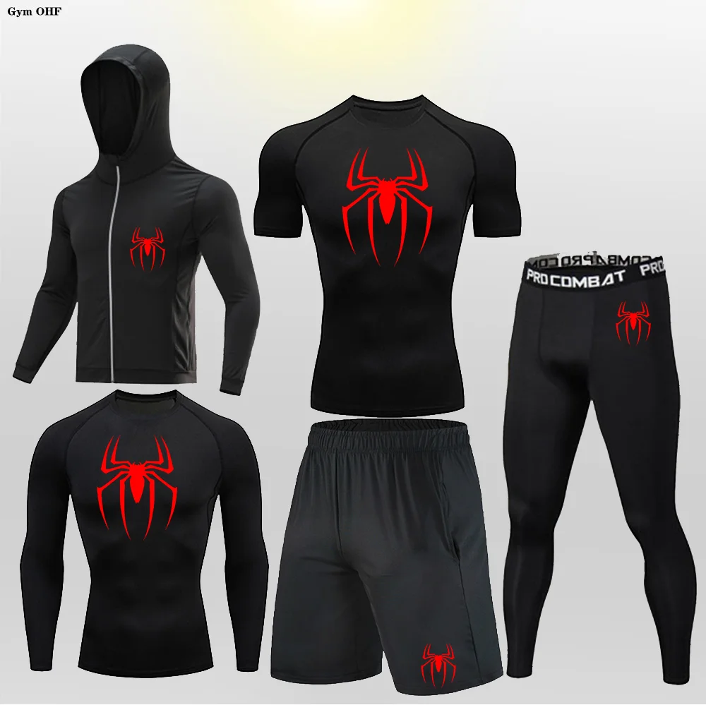Superhero Man Quick Drying Sportswear Compression Clothing Training Kit Winter Sports Underwear Men's Running Suit MMA Rashgard image 5