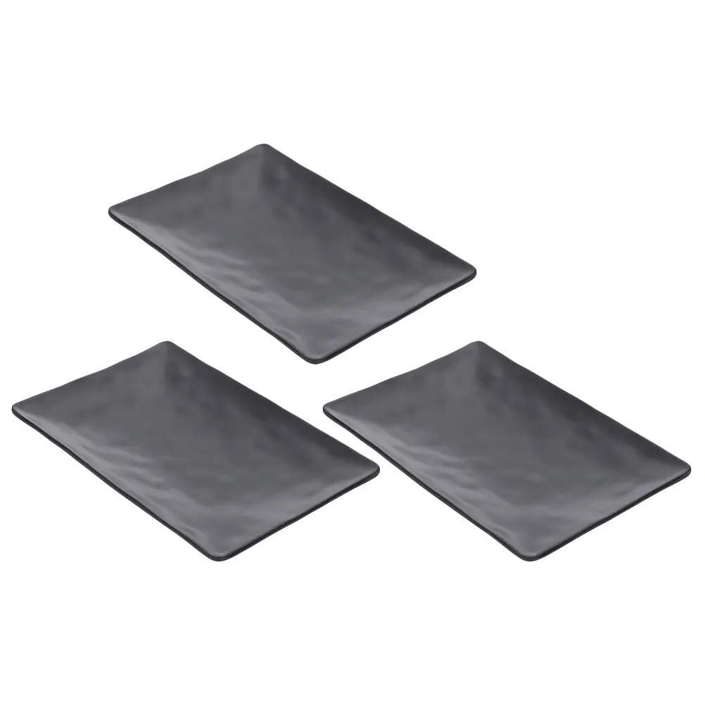 

3 Pcs Tray Black Decorative Sushi Tray Rectangle Food Plate Set Buffet Sushi Plate Dessert Platters Serving Dishes
