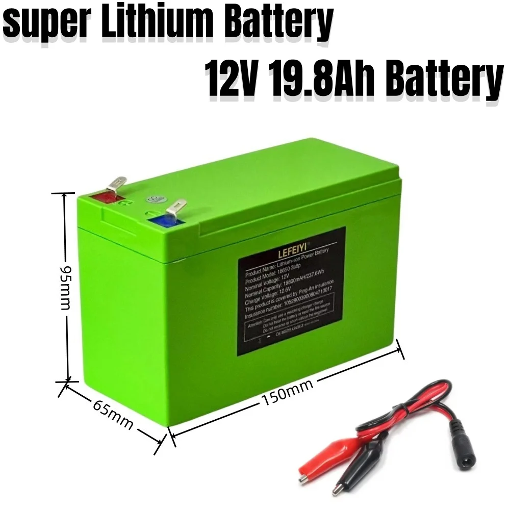 12V 19.8Ah 18650 Battery Pack 18650 lithium battery recharable Solar storage Battery Electric lighting