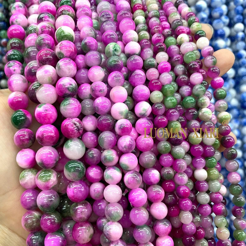 Natural Multicolor Persian Jade Stone Beads Loose Round Spacer Beads for Jewelry Making DIY Bracelet Accessories 15\'\' 6 -12MM