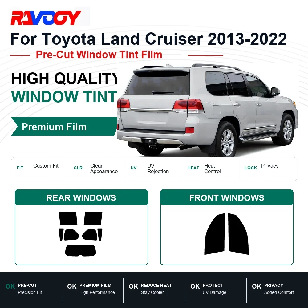 Premium Pre-Cut Window Tint For Toyota Land Cruiser 2013-2022 Front & Rear Windows UV Heat Rejection Privacy Film