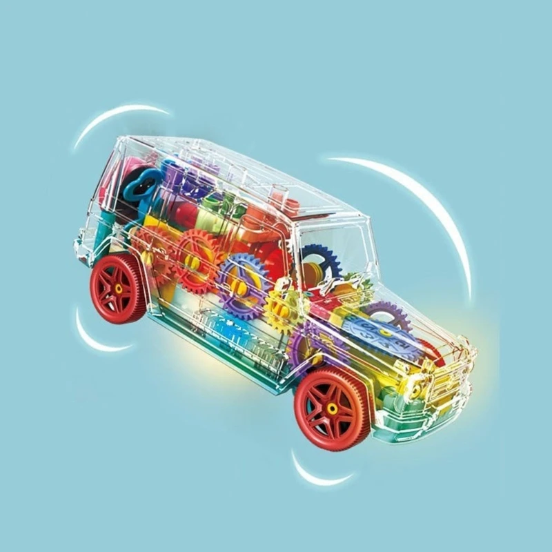 Electronic Small Car Transparent Gear Small Car Toy Car Children Interactively Educational Crawling Toy for Infant Drop shipping