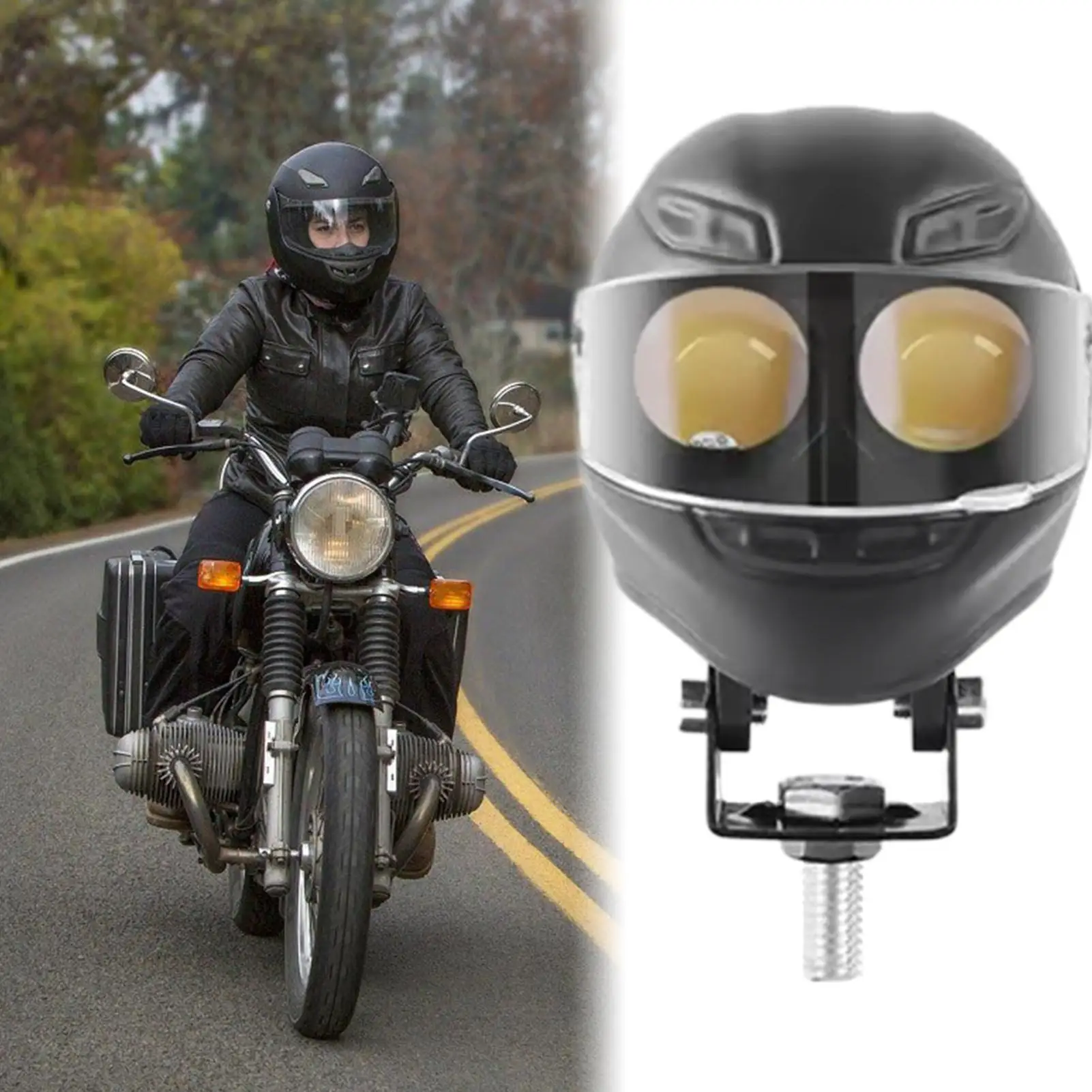 Motorcycle Fog Lights Helmet-Style LED Motorcycle Auxiliary Light Motorbike Driving Spotlight For Moto Decoration Accessories
