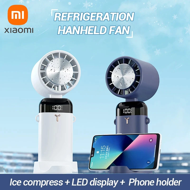 

Xiaomi New Portable Hand-Held Fan LED 3600mAh USB Chargeable Air Cooler Folding Mini Electric Fan Small Pocket Air Conditioner