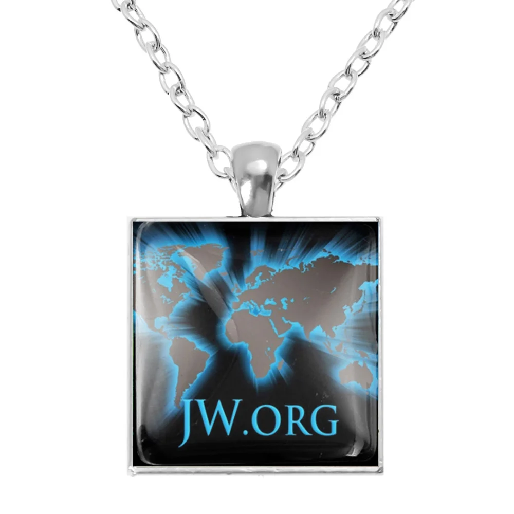 Jw. Org Necklace Romantic Jehovah's Witness Fashionable Art Glass Cabochon Photo Square Pendant Necklaces Jewelry Gift Wholesale