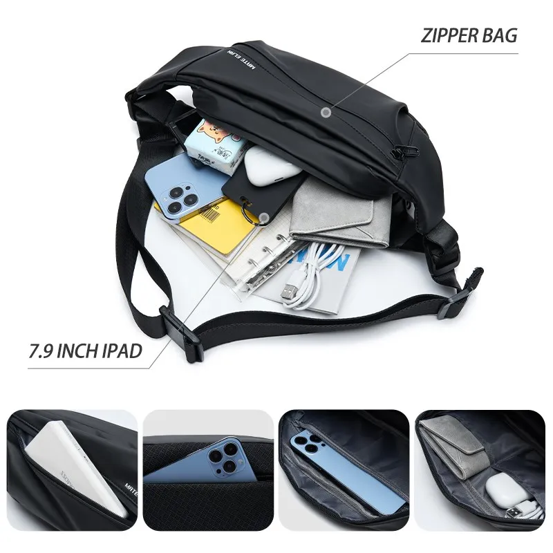 Imagem -02 - Bolsa de Peito Leve em Pvc Masculina Impermeável Multifuncional Lazer ao ar Livre Zíper Antiroubo Pacotes de Cintura Masculina Moda 2024