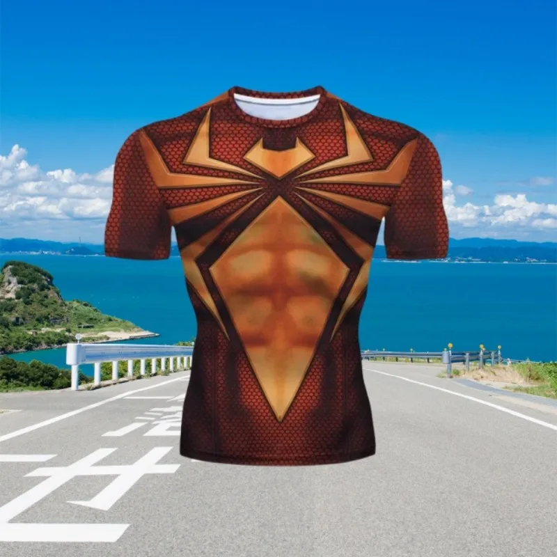 

MOTO-Мужская новая летняя футболка с короткими рукавами и 3D-принтом с короткими рукавами, свободная, быстросохнущая