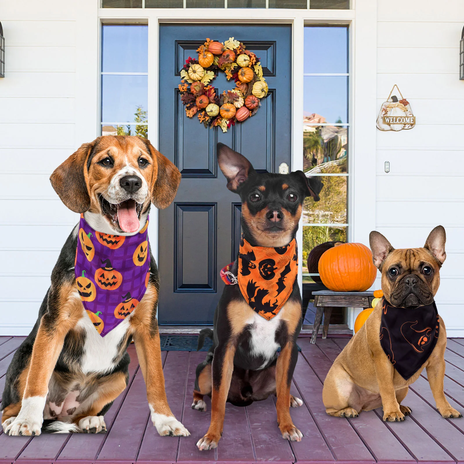 Asciugamano triangolare per cuccioli Decorazione per collo di animali domestici Accessori per costumi Bavaglini Collana per collare di Halloween per cani