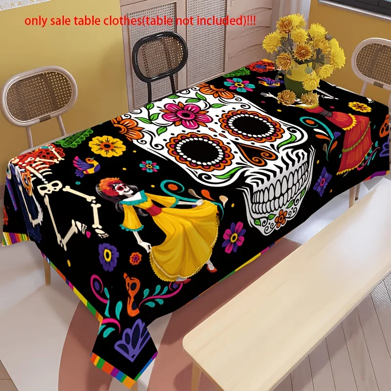 One Mexican Day of the Dead skull tablecloth, rectangular tablecloth, tablecloth decoration, Mexican festivalzyc