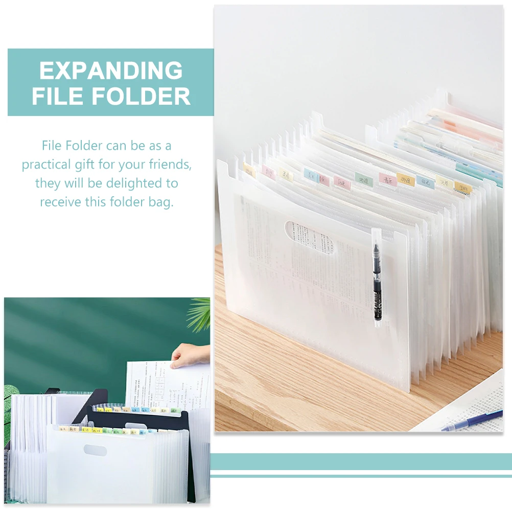 

Accordion 13-Compartment White Standing Accordion File Document Organizer Small File Organizer Portable Storage Bag