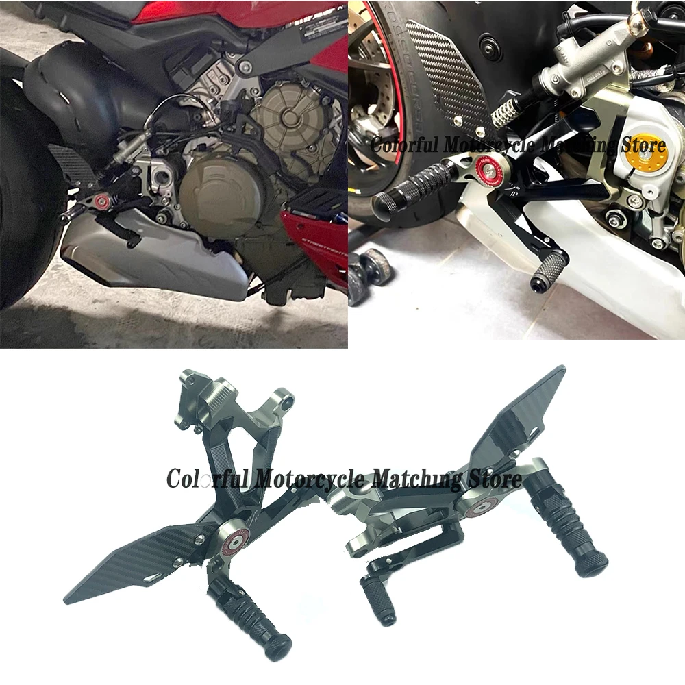 

Motorcycle Carbon Fiber Foot Kit CNC Rearsets Footrest Rear Set For Ducati PANIGALE V4S V4 V4R V4 Streetfighter V4 2018-2022