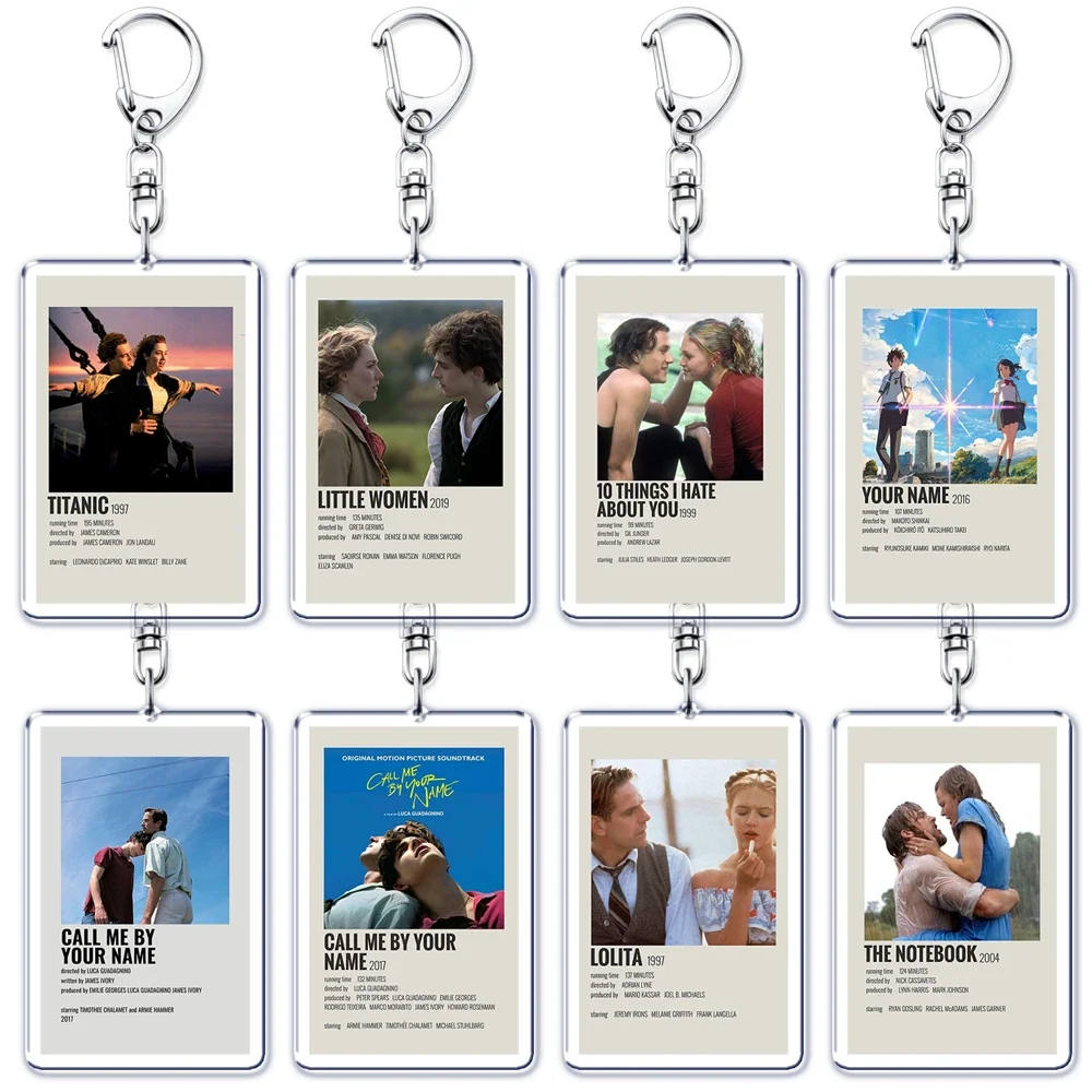 Classic Love Movie Films Keychains Little Women Titanic Pendant Keyring for Accessories Bag Key Chain Ring Jewelry Fans Gifts