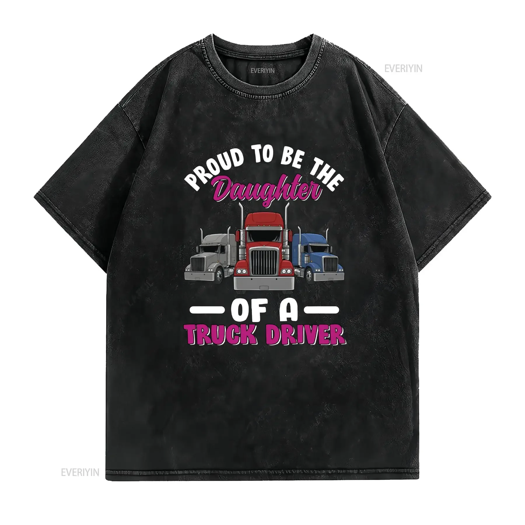Daughter Truck Driver T Shirt Cute Semi Trucks Design for Girls Who Love Big Rigs vintage Washed Casual graphic Slightly