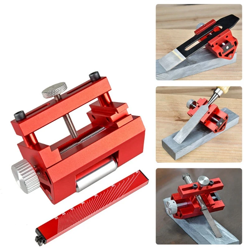 Fixed Angle Sharpener Bracket Set Red Aluminium Alloy Household Tools Suitable For Cutting Edges Of Woodworking Chisels