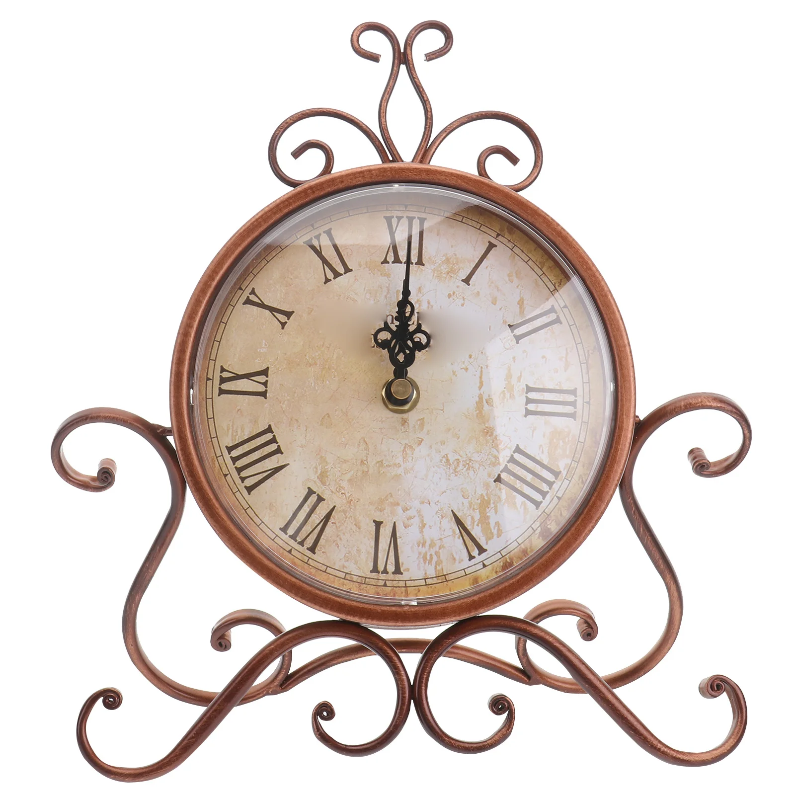 

1pc Retro Vintage Iron Table Clock For Home Desk Living Room Decoration Quiet Non-Ticking Style Desktop Ornament