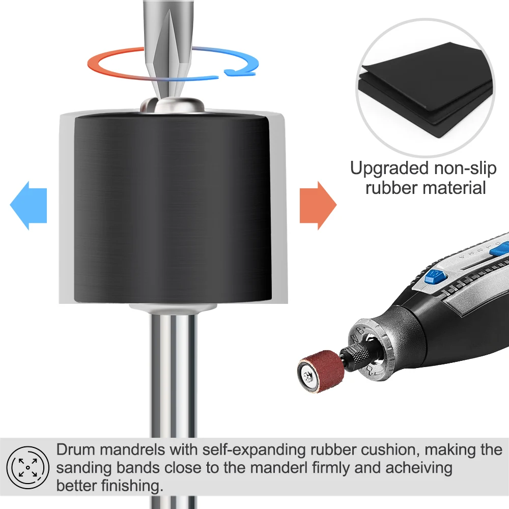 Zestaw bębna szlifierskiego XCAN 97 szt. gradacji 60 120 240 320 z trzpieniami szlifierskimi 1/4 cala i taśmami szlifierskimi do narzędzi obrotowych Dremel