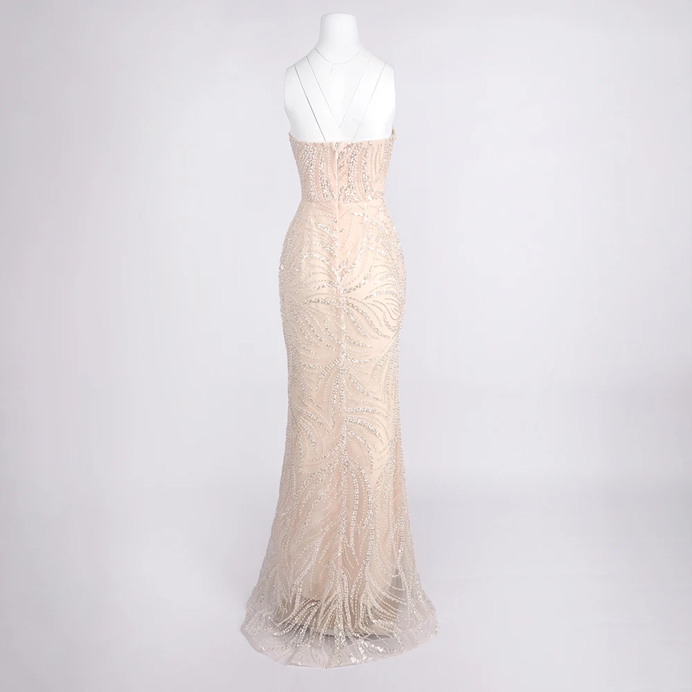 우아한 끈이 없는 스팽글 이브닝 가운 – 댄스 파티 및 공식 행사용 인어 맥시 드레스