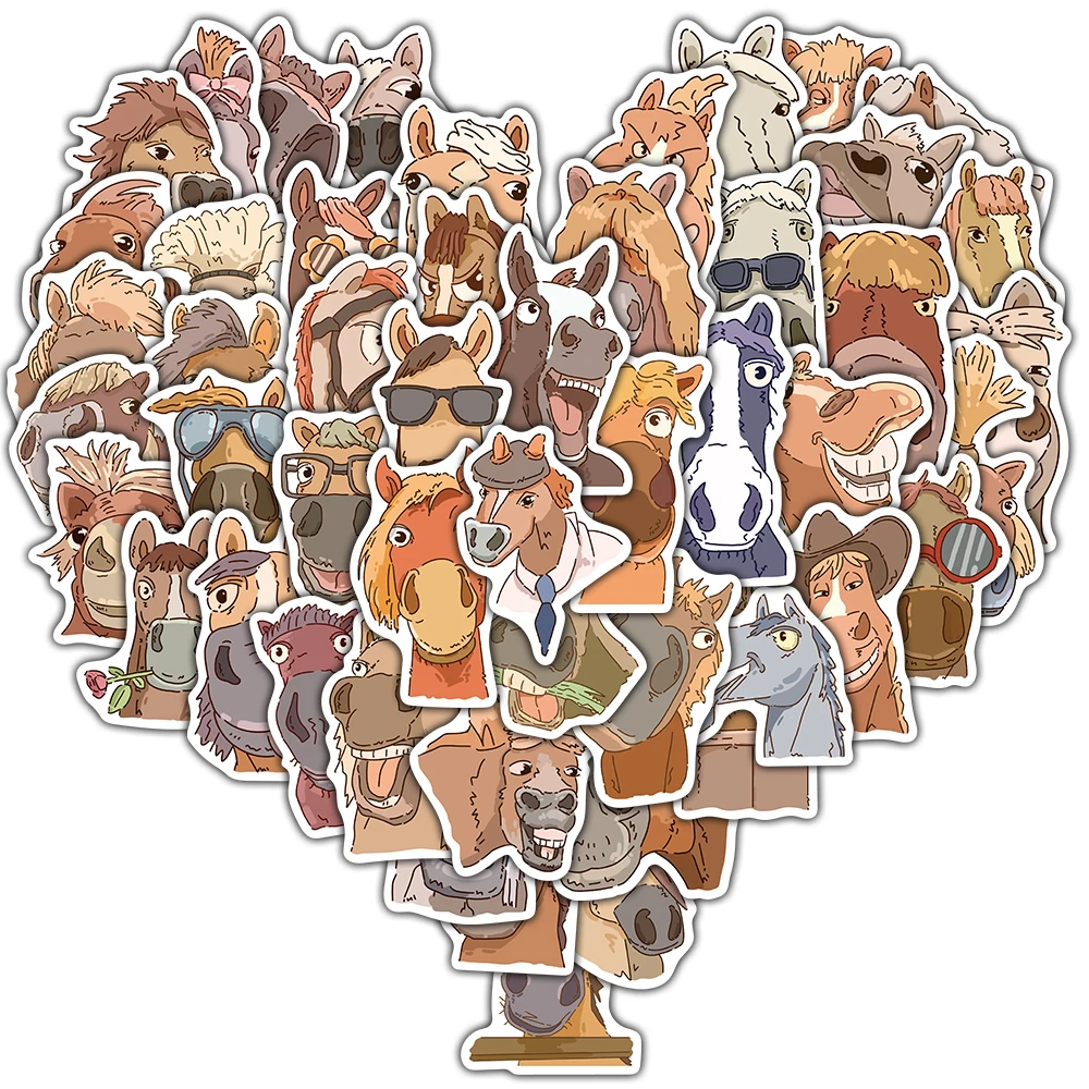 50PCS Cartoon Pferd Spaß Ausdrücke Aufkleber Motorrad Coole Telefon Koffer Aufkleber Telefon Koffer Gitarre Graffiti Aufkleber