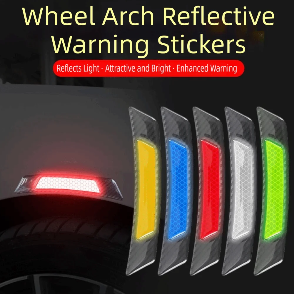 2Pcs High Brightness Reflective Wheel Arch Stickers Reflective Anti-collision Car Reflective Sticker Anti-scratch