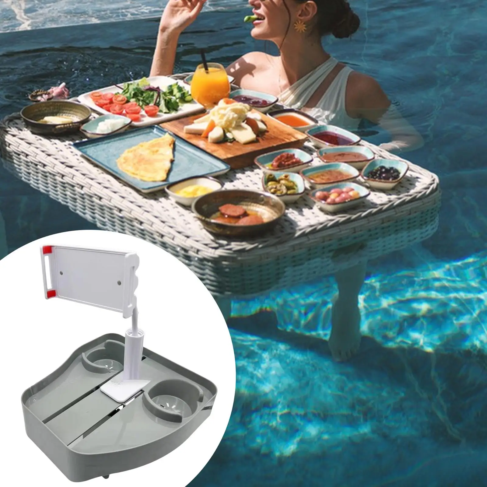 Tub Tray Table Pool Cup Holder Phone Holder for Inflatable Pools Spas