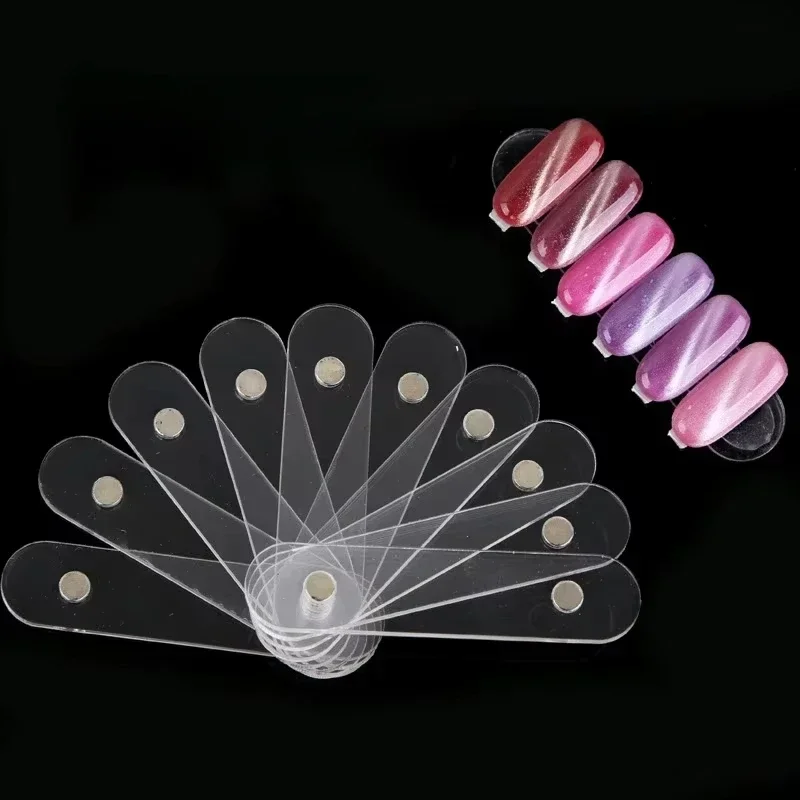 False Nail Tips Display Stand With Magnet Transparent Practice Acrylic Gel Polish Holder Strip Manicure Showing Tools
