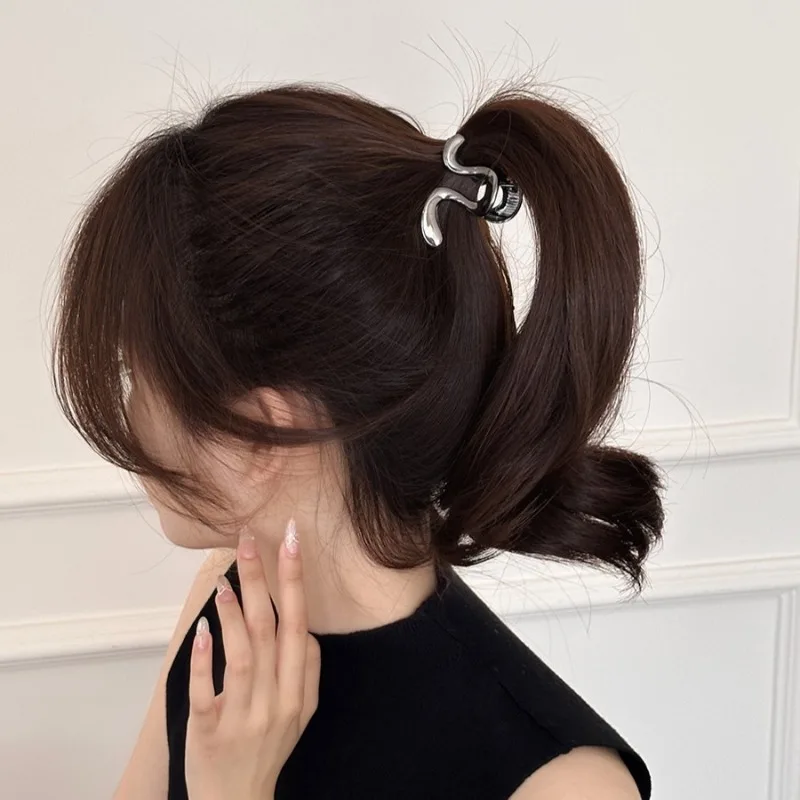 Korea Hollow Geometry Metal Hair Clip For Women Silver Hairpin Girls Hairclip Claw Fashion Elegant Crab Hair Pin Accessoires