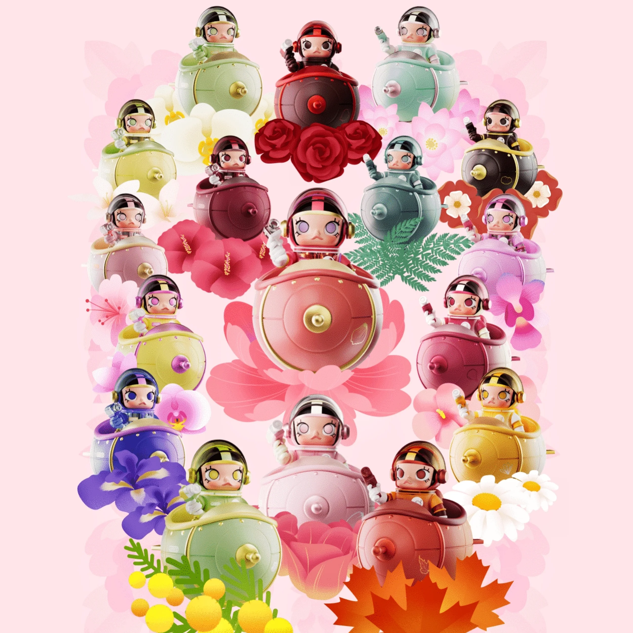 

Mega Space Molly 100% Genuine Blooming Series Action Figure National Flower Blister Card Model Art Decor Trendy Toy Gift
