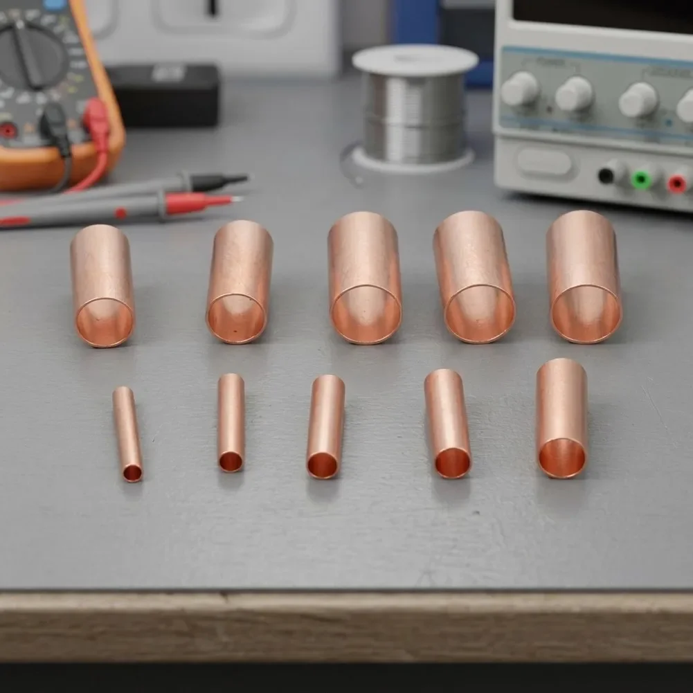250Pcs GT1-6mm Copper Tube Butt Wire Ferrule Cable Crimp Connectors Terminal Kit For Electrical Automotive Machinery Wiring
