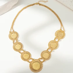 New Turkish Coin Necklace Gold Plated Arabic Middle East Women Jewelry Muslim Wedding Jewelry Bridal Necklace Pendants