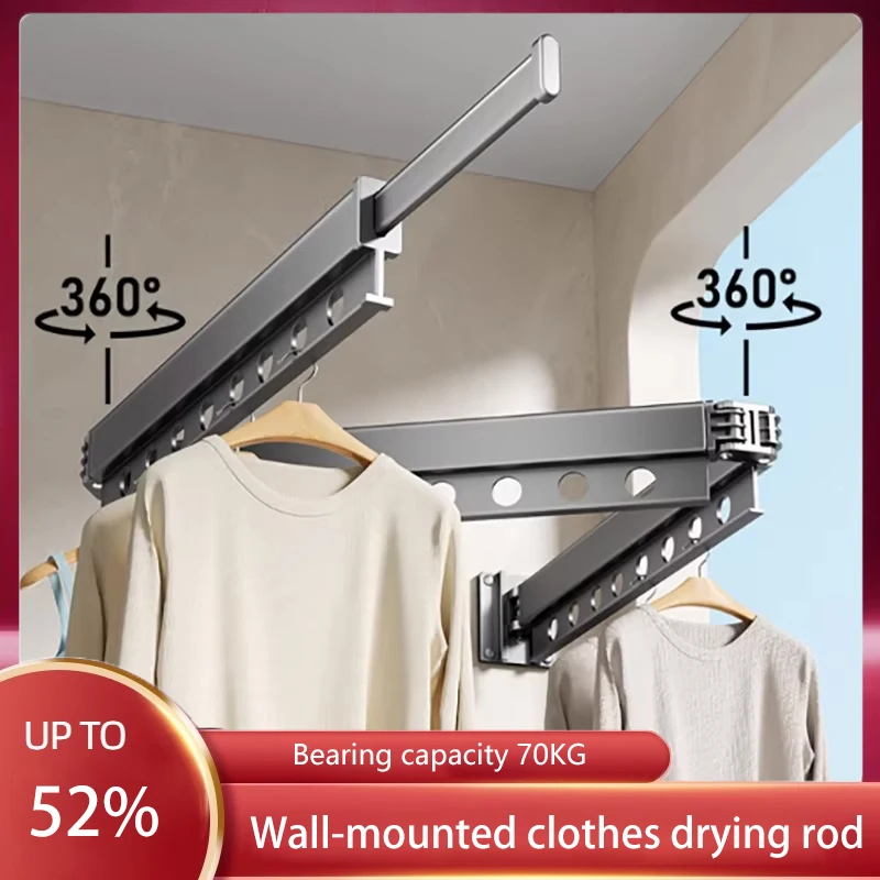 

Holeless Folding Clothes Drying Rack Invisible Telescopic Clothes Drying Rack Retractable Wall-Mounted Clothes Drying Rod