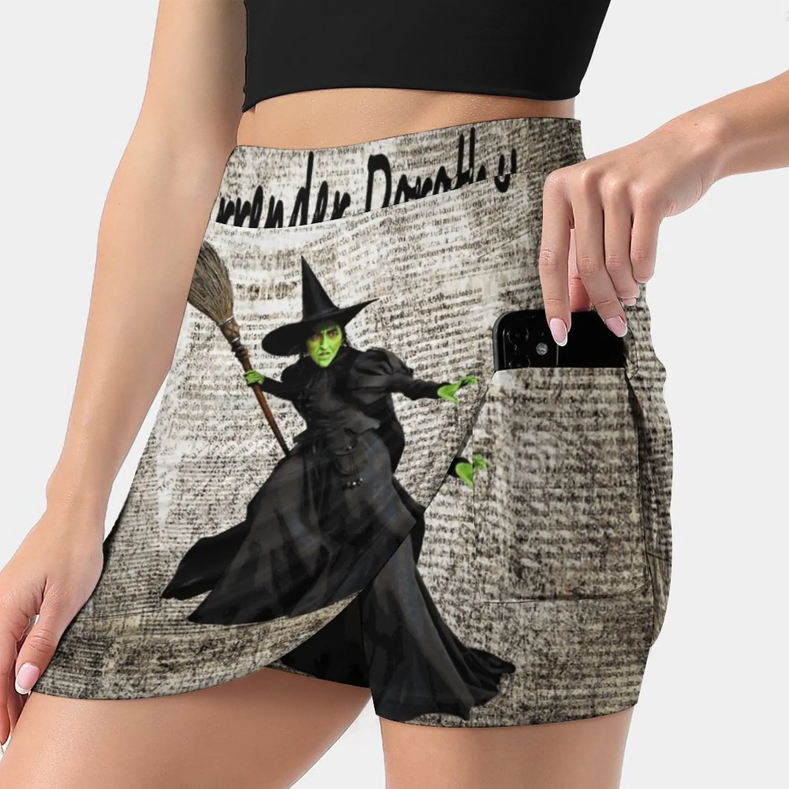 Surrender Dorothy Wicked Witch Oz Digital Mixed Media Women's skirt Mini Skirts A Line Skirt With Hide Pocket Wicked Witch Ruby