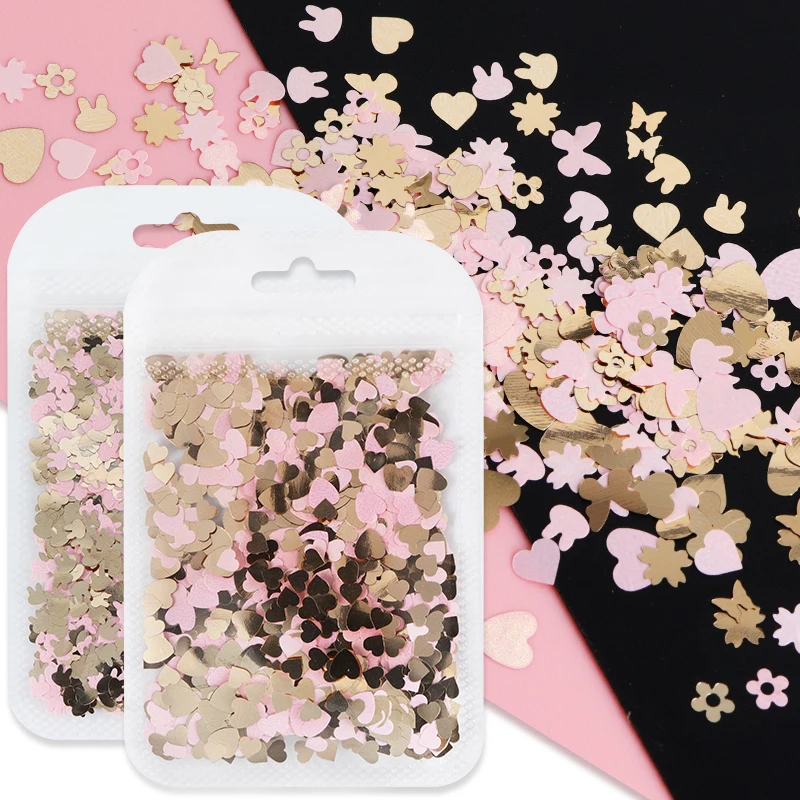 Pink Gold Butterfly Glitter Sequin Epoxy Resin Filling Accessories Love Heart Cherry Blossom Resin Shaker Filler Silicone Molds