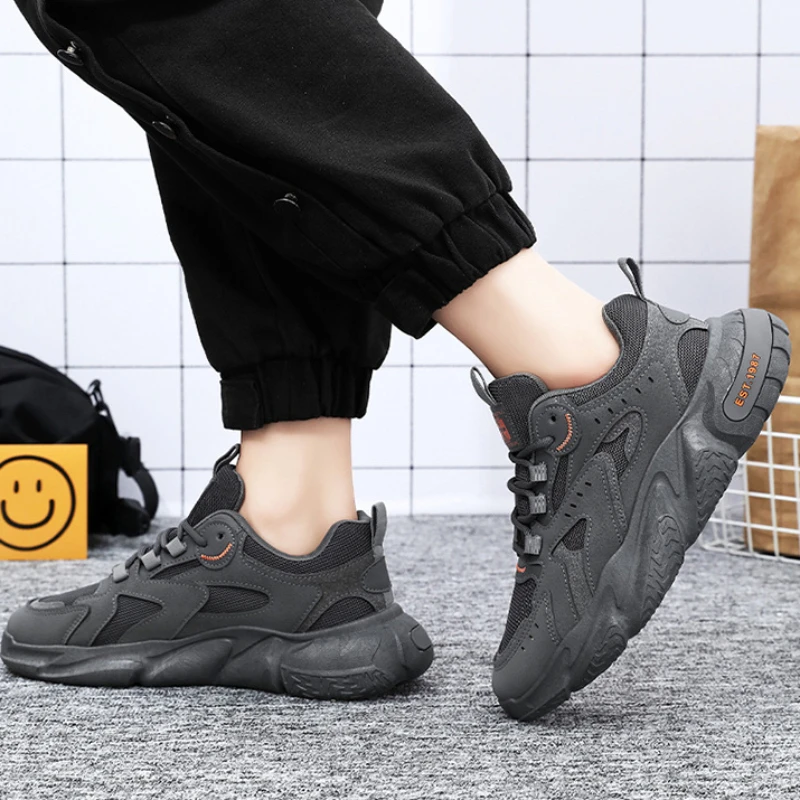 Men's Sneakers Breathable Lace-up Casual Shoes for Men Fashion Thick Sole Comfortable Tennis Shoes Male Soft Running Shoes tenis