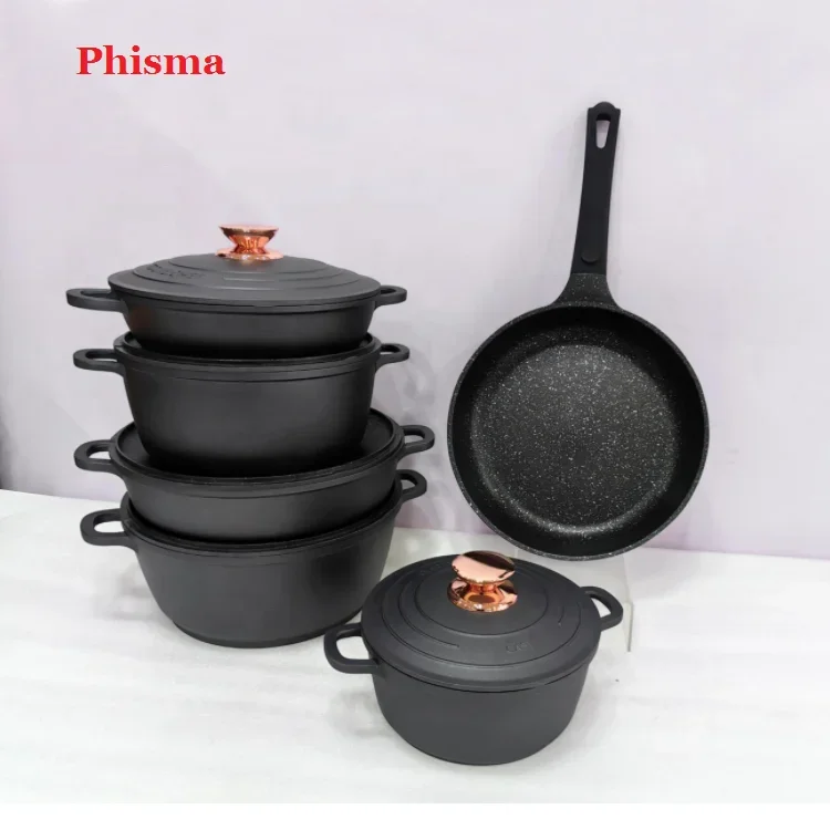 Phisma Top Selling Multifunctional Aluminum Non Stick Cooking Ware Kitchen White Cookware Set Fry Pan With Die Cast Aluminum Lid