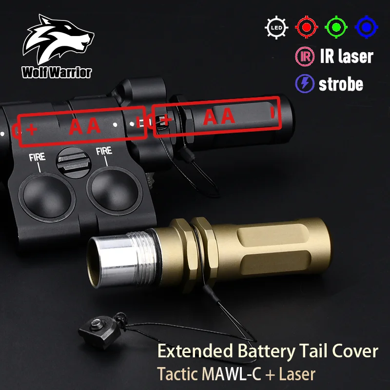 Tactical Metal CNC MAWL C1 Red Green Blue IR Light Laser Endcap Aiming Device Latest AA battery Outdoor hunting Light