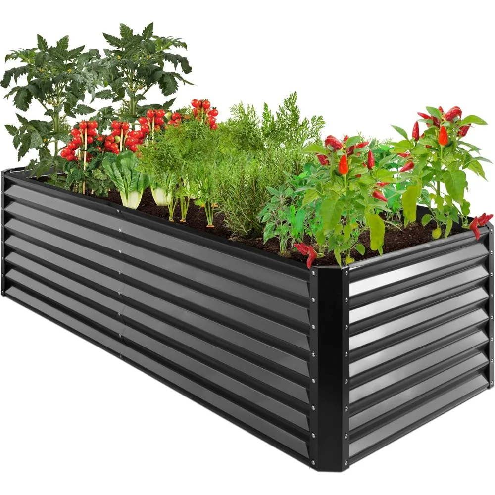 

8x4x2ft Outdoor Metal Raised Garden Bed, Deep Root Planter Box for Vegetables, Flowers, Herbs, and Succulents