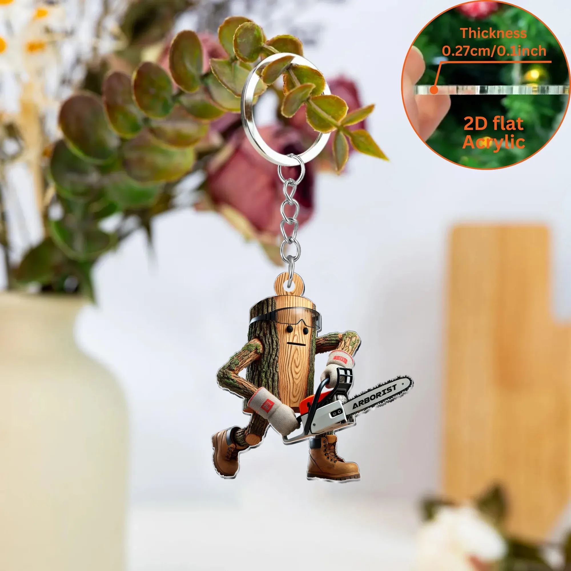 2D Sawyer سلسلة مفاتيح مصنوعة من الأكريليك بالمنشار سيارة قلادة معلقة حلية إكسسوارات جذابة أكياس الهالوين مهرجان الحاضر الأداة