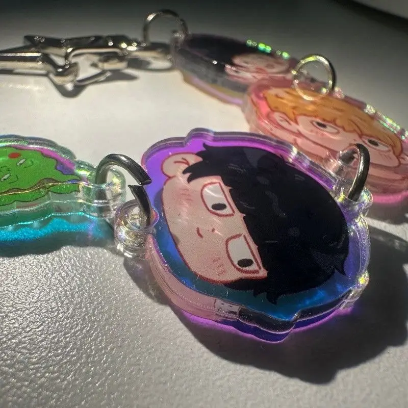 

Mobu Saiko Hyaku Mob Psycho 100 Laser Acrylic Chain keychain pendant Backpack decoration Accessories Halloween gift