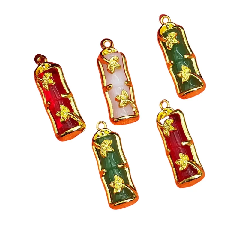 20pc set Alloy Flower Bamboo Pendant Chinese Lucky PendantDIYBracelet Bracelet Tassel Material