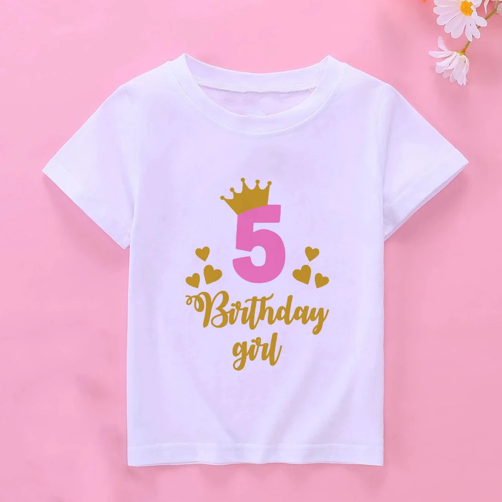 Camiseta feliz cumpleaños para niña – Manga corta con número